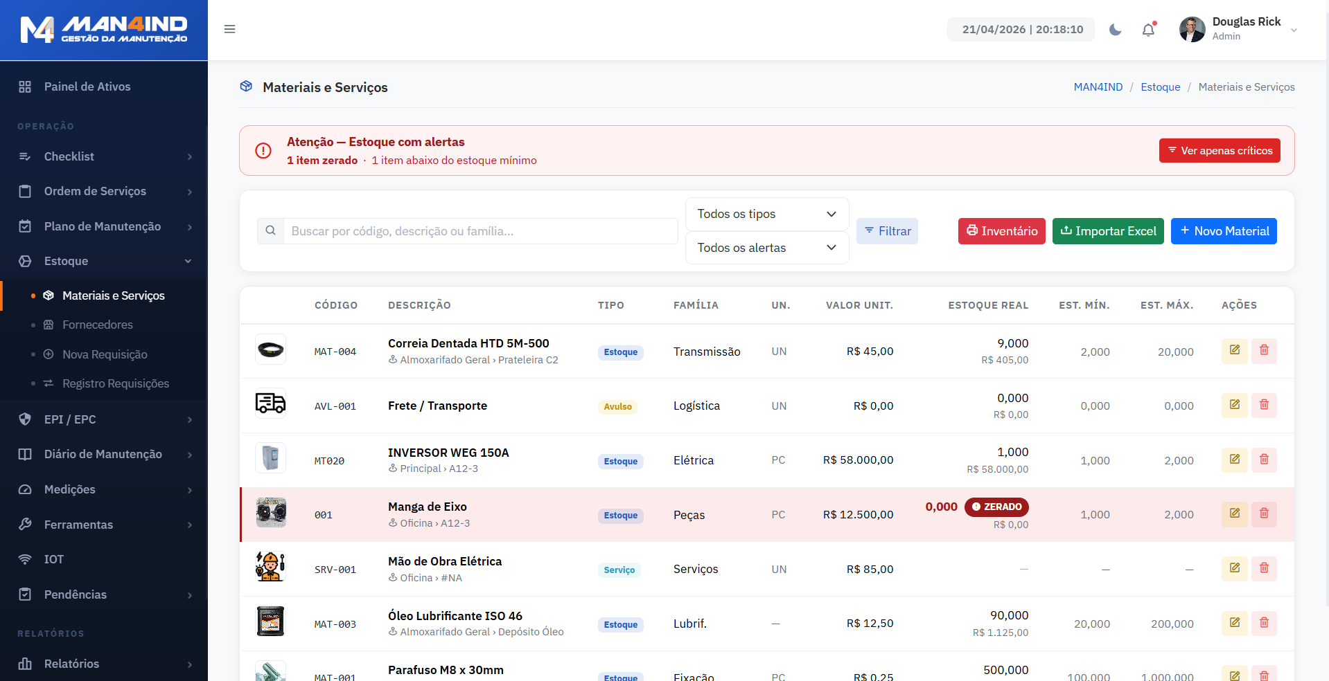 Materiais e Serviços — MAN4IND